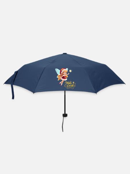 Süße Weihnachtsfee mit Zauberstab Make a wish - Regenschirm (klein) - Navy