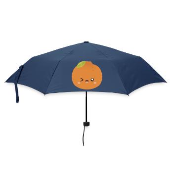 Kawaii Orange Wink Charakter - Regenschirm (klein) - Navy - Vorne