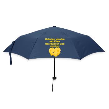 Calories Baked with Cheese, Foodie, Cheese Lover - Umbrella (small) - navy - Front