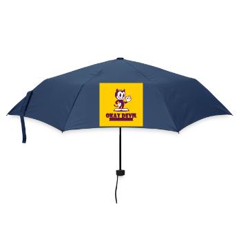 Okay Devil-Maskottchen auf Gelb - Regenschirm (klein) - Navy - Vorne