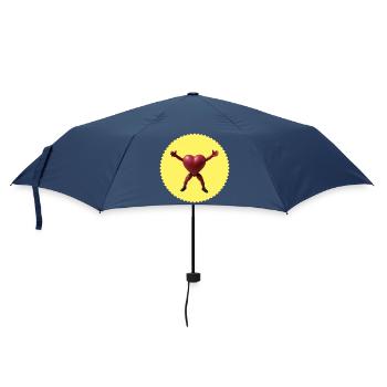 Hugging Heart Action Figure (Jagged Badge) - Umbrella (small) - navy - Front