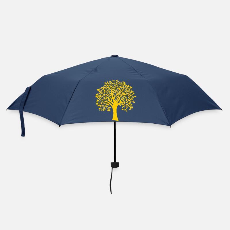 Grund: Gelber Jumbo-Baum-Print-Schatten - Regenschirm (klein) - Navy