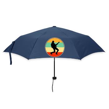 Retro Guitarist Rock Star Sunset Silhouette - Regenschirm (klein) - Navy - Vorne