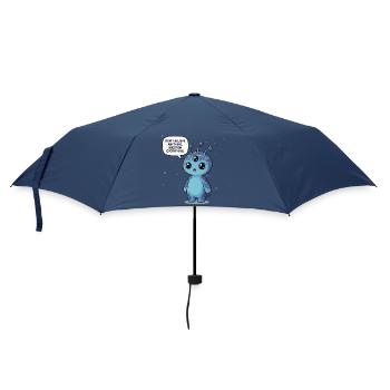 Niedlicher Alien: Statement - Alles hinterfragen - Regenschirm (klein) - Navy - Vorne