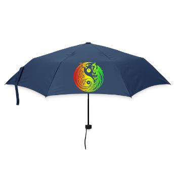 Yin Yang Drache und Phönix - Regenschirm (klein) - Navy - Vorne