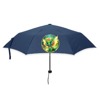 Blüten-Drachen im Wunderwald - Regenschirm (klein) - Navy - Vorne
