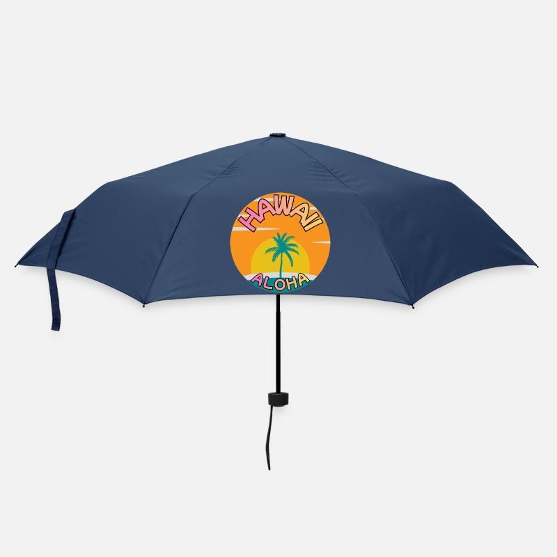 Hawaii Aloha Sunset with Palm Tree - Umbrella (small) - navy