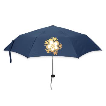 Yoga Gold Blume Flower Power Namaste Luxus Yogi - Regenschirm (klein) - Navy - Vorne
