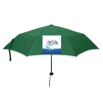 Flying Fish Jump Over Waves Sea Water - Umbrella (small) - bottlegreen - Front
