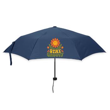 Stay Groovy – 70er Jahre Retro Blume Blüte Vektor - Regenschirm (klein) - Navy - Vorne