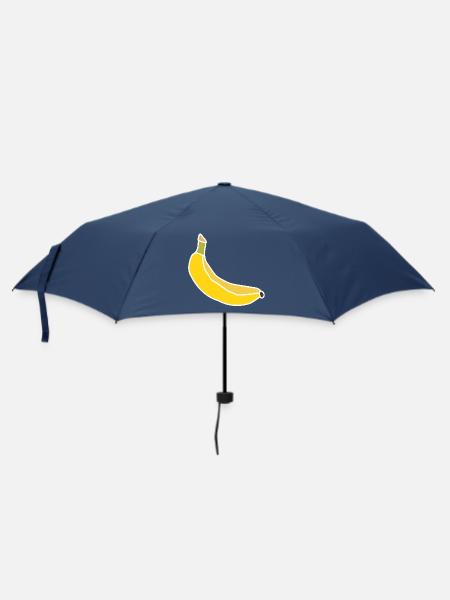Gelbe Banane – Minimalistische fruchtige Illustration - Regenschirm (klein) - Navy