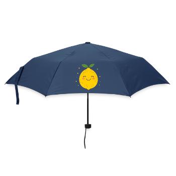 Funny Yellow Kawaii Lemon – Cute Fruit - Umbrella (small) - navy - Front