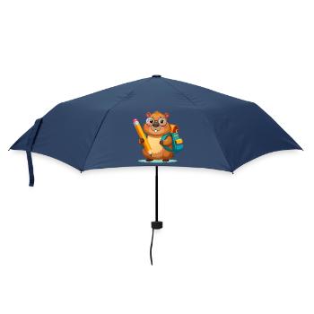 Beaver for school enrollment – start of school with pencil - Umbrella (small) - navy - Front
