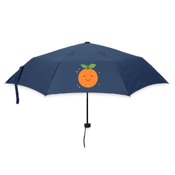 Orange Kawaii Orange – Sweet Fruit Illustration - Umbrella (small) - navy - Front
