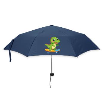 Kleiner grüner Dino auf Skateboard – Skater Spaß - Regenschirm (klein) - Navy - Vorne