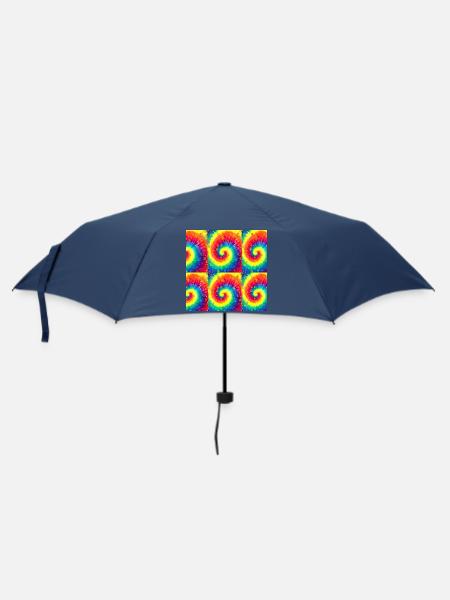 Psychedelischer Spiral-Batik-Frieden - Regenschirm (klein) - Navy