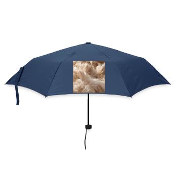Flauschige beige Federn - Regenschirm (klein) - Navy - Vorne