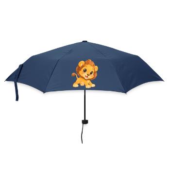 Löwe – niedliches Löwenkind - Regenschirm (klein) - Navy - Vorne