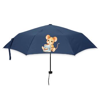 Maus - Nähfreude an der Nähmaschine - Regenschirm (klein) - Navy - Vorne