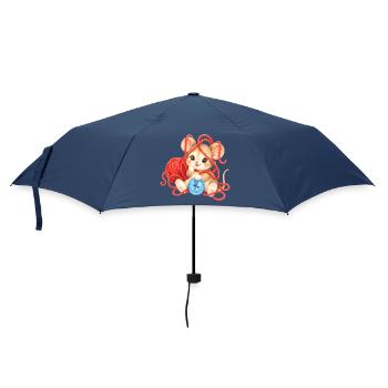 Maus - kuschelig in Wolle eingewickelt - Regenschirm (klein) - Navy - Vorne