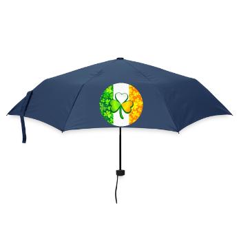 Kleeblatt auf irischer Flagge mit Kleeblättern - Regenschirm (klein) - Navy - Vorne