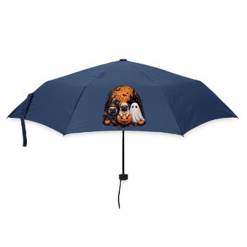 Mops Halloween - Regenschirm (klein) - Navy - Vorne