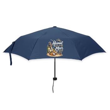 Heimat am Meer: Anker & Küste - Regenschirm (klein) - Navy - Vorne