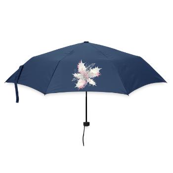 Branche de houx en blanc, argent et rose sombre - Parapluie standard - marine - Devant
