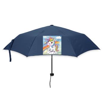 Rainbow Unicorn - Umbrella (small) - navy - Front