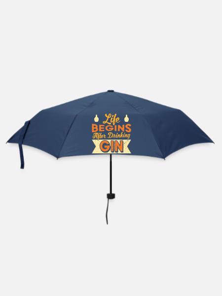 Life Begins After Drinking Gin Design - Regenschirm (klein) - Navy