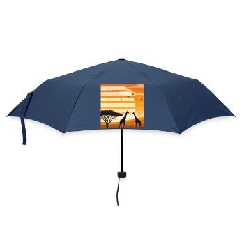Safari Sunset Giraffe Africa Landscape Shirt - Umbrella (small) - navy - Front