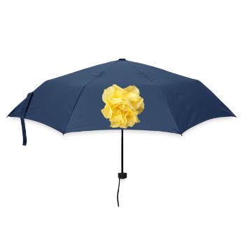 Gelbe Rose: Blumenmotiv für Kleidung - Regenschirm (klein) - Navy - Vorne