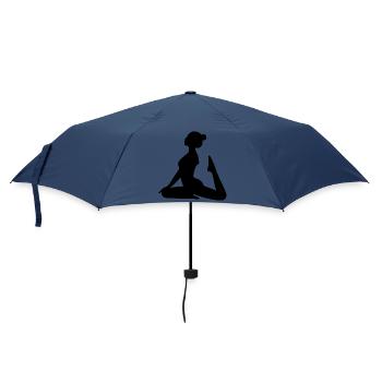 Yoga Silhouetten schwarz Schattenfigur Meditation - Regenschirm (klein) - Navy - Vorne