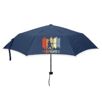 Feuerwehr Retro Look - Regenschirm (klein) - Navy - Vorne