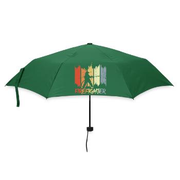 Feuerwehr Retro Look - Regenschirm (klein) - Flaschengrün - Vorne