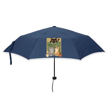 Retro Neugierige Lesekatze Graphic Book Lover Cat - Regenschirm (klein) - Navy - Vorne