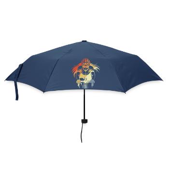 Vintage Radfahrerin Grafik - Regenschirm (klein) - Navy - Vorne