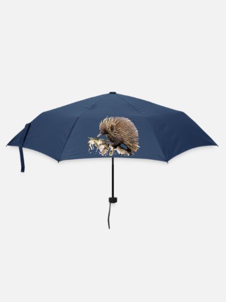 Igel in Aquarell auf Fels - Regenschirm (klein) - Navy