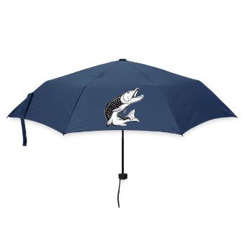 Hecht Fisch - Fischen - Angeln - Fischer - Regenschirm (klein) - Navy - Vorne