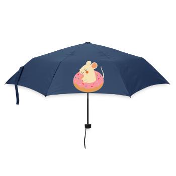 Cute Mouse in a Donut – Playful Animal Motif - Umbrella (small) - navy - Front