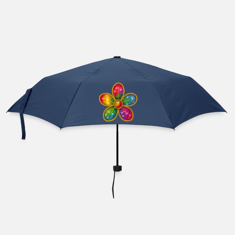 Galaktischer Blumenring mit bunten Funkeln - Regenschirm (klein) - Navy