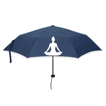 Yoga Silhouettes White Meditation - Umbrella (small) - navy - Front