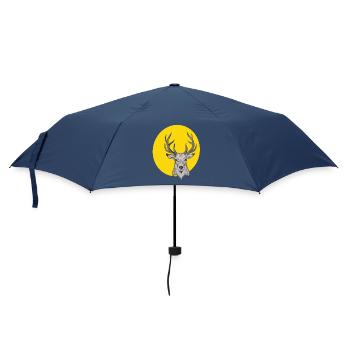 Tête de cerf dans le cercle jaune - Parapluie standard - marine - Devant
