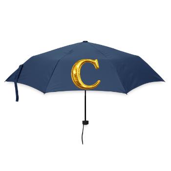 Gold C Monogram Design - Umbrella (small) - navy - Front