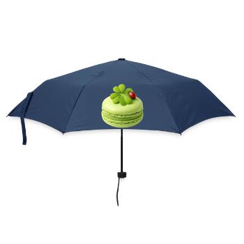 Grüner Macaron mit Glücksklee  - Regenschirm (klein) - Navy - Vorne