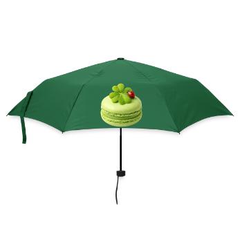 Grüner Macaron mit Glücksklee  - Regenschirm (klein) - Flaschengrün - Vorne