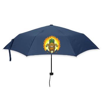 Wütende Ananas mit Flammen - Regenschirm (klein) - Navy - Vorne