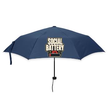 Funny Gift, Social Battery 2% Gen Z Humor - Umbrella (small) - navy - Front