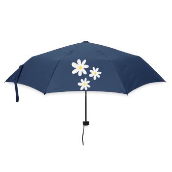 White flowers in timeless elegance - Umbrella (small) - navy - Front