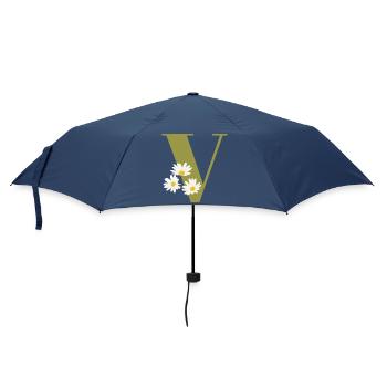 Lettre v vert marguerites - Parapluie standard - marine - Devant